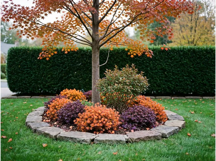 Liquidambar, ginkgo, lagerstroemia e arbusti per completare la tavolozza