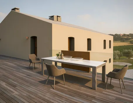 Preparare il tavolo da giardino e scegliere la tovaglia giusta (foto Tavolo Friulsedie Diamond T96)