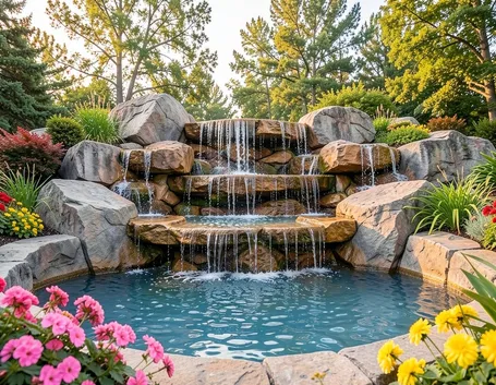 giardino con cascata