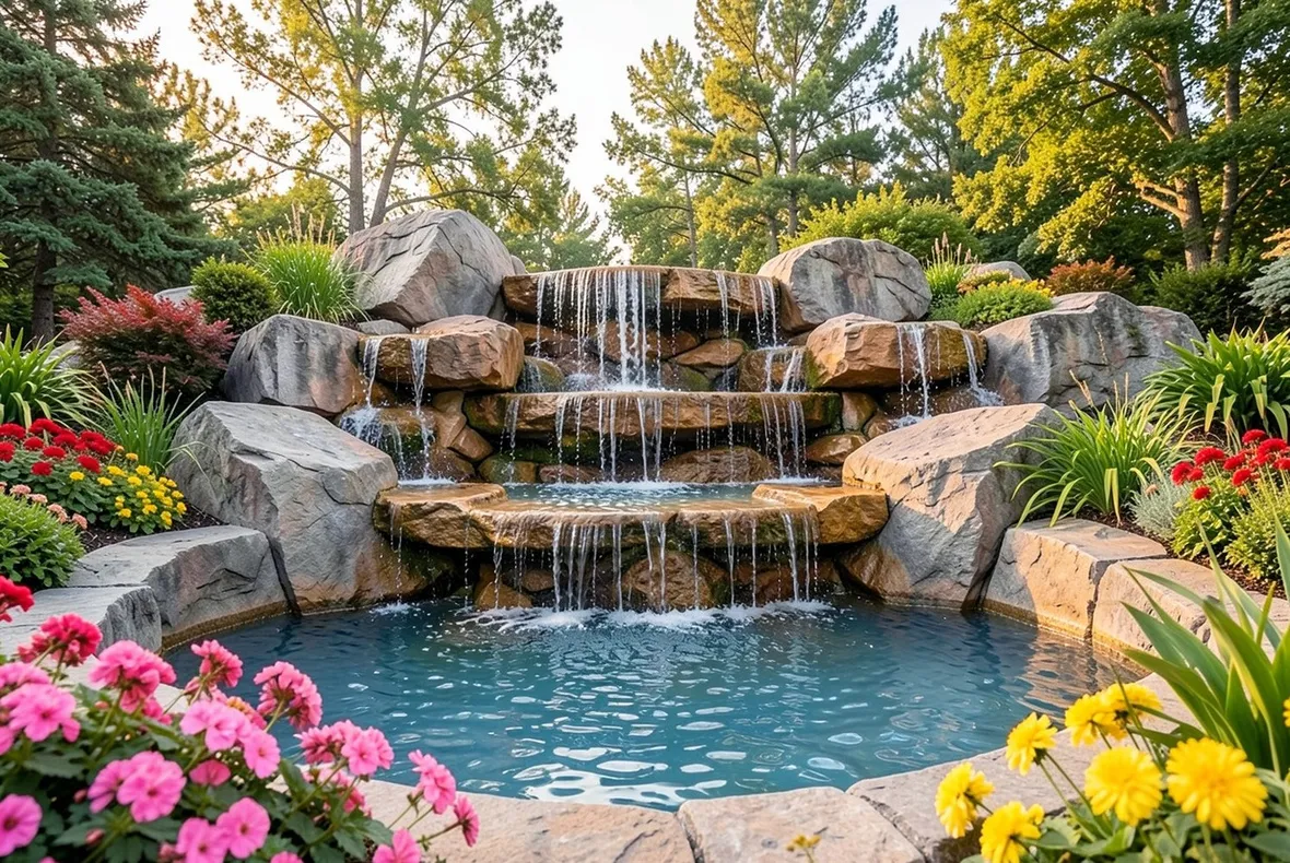 giardino con cascata